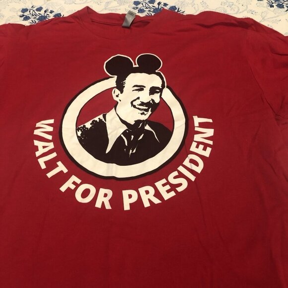 Next Level Size L Disney Tee Walt For President Unisex Red - Picture 3 of 8